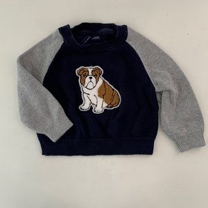 Janie and Jack Bulldog Sweater. Size 6-12 months.